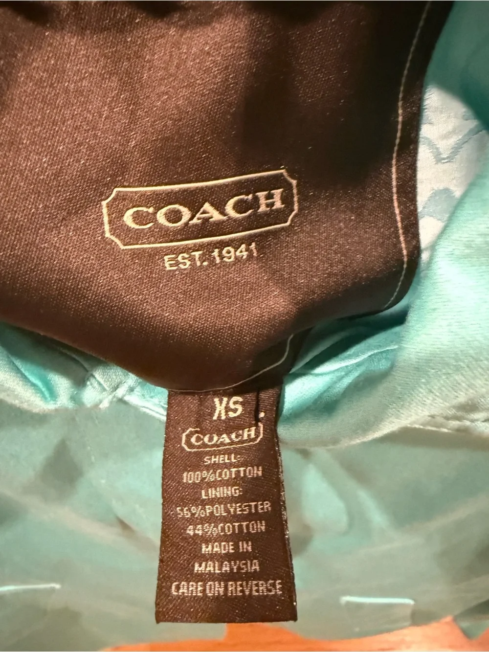 Coach Turquoise Single-Breasted Trench Coat - Picture 2 of 3